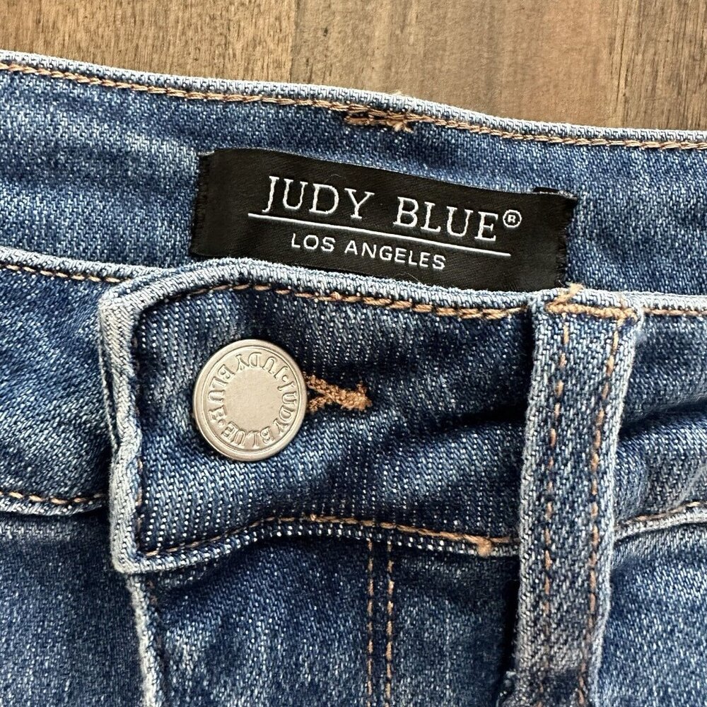 Judy Blue Chic Efforts Cargo Wide Leg Jeans Denim 90s Med Wash Womens Sz 9/29 - Picture 5 of 16